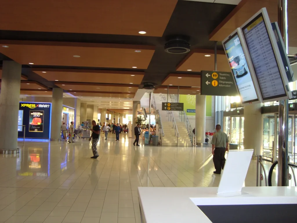 Arrivals hall at Larnaca airport, the header image of the IsleFare disclaimer